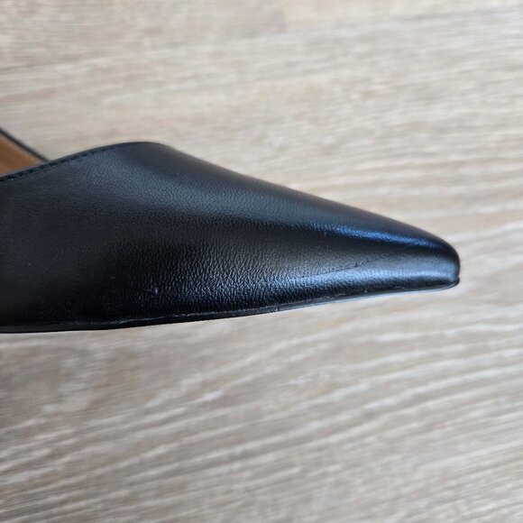 Quince Italian Leather 75mm d’Orsay Pump Black Womens Size 8 New Scratch, No box - Picture 9 of 17
